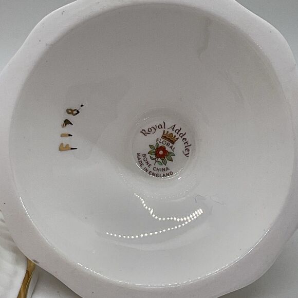 Vintage Royal Adderly Floral Porcelain Candle Holders with Gold Trim - Picture 7 of 8